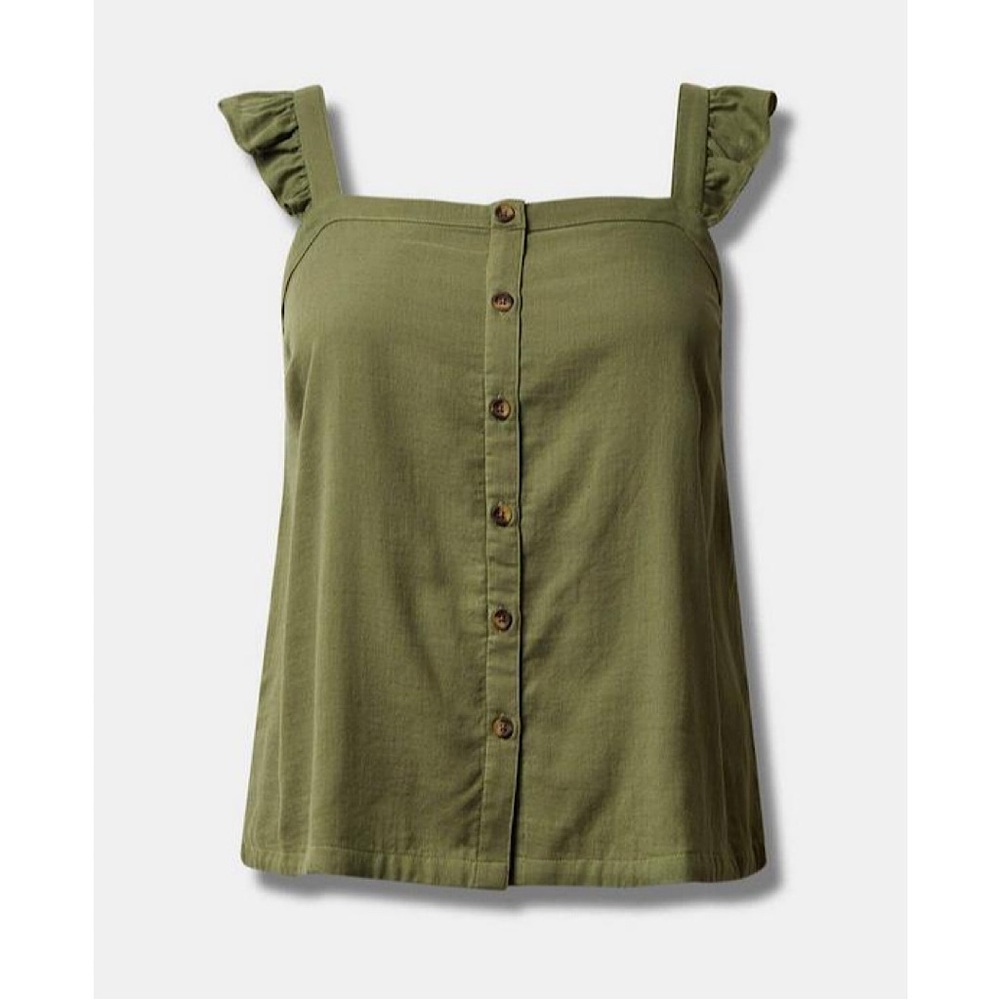 Torrid Double Gauze Ruffle Button Front Tank Top - Picture 4 of 9